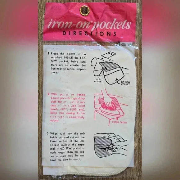 Vintage 1960s Primstyle Twill Iron-On Pockets - Woolworth's NOS - Picture 2 of 2